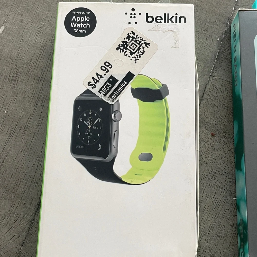 38mm Smartwatch Band with Black and Green Design